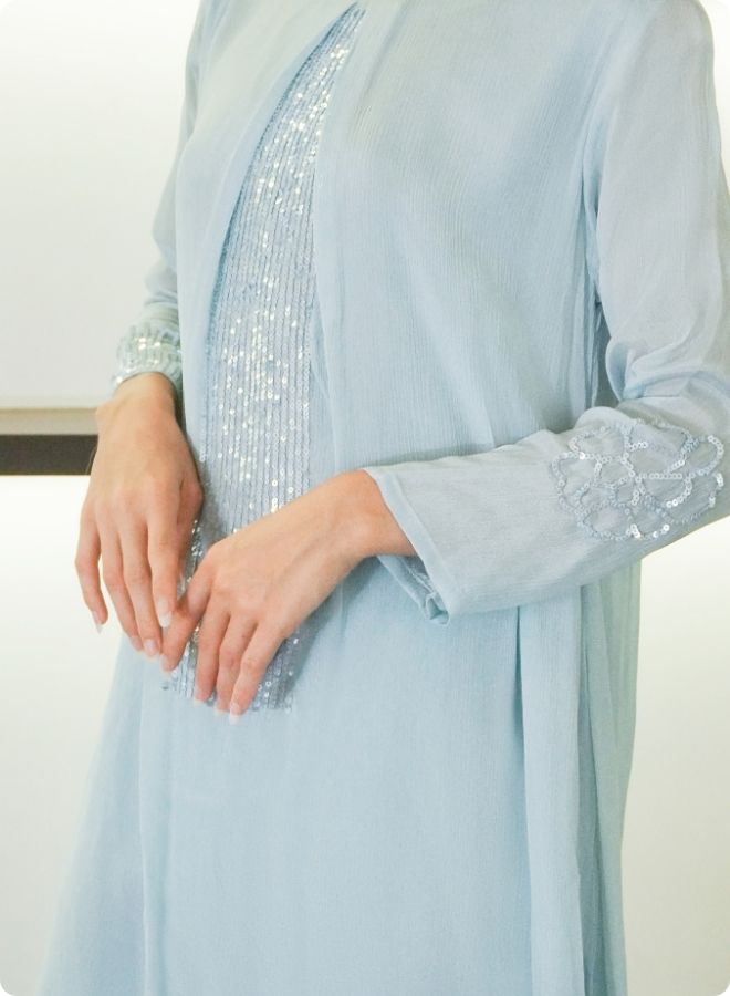 Elegant Light Blue Embroidered Co-ord Set