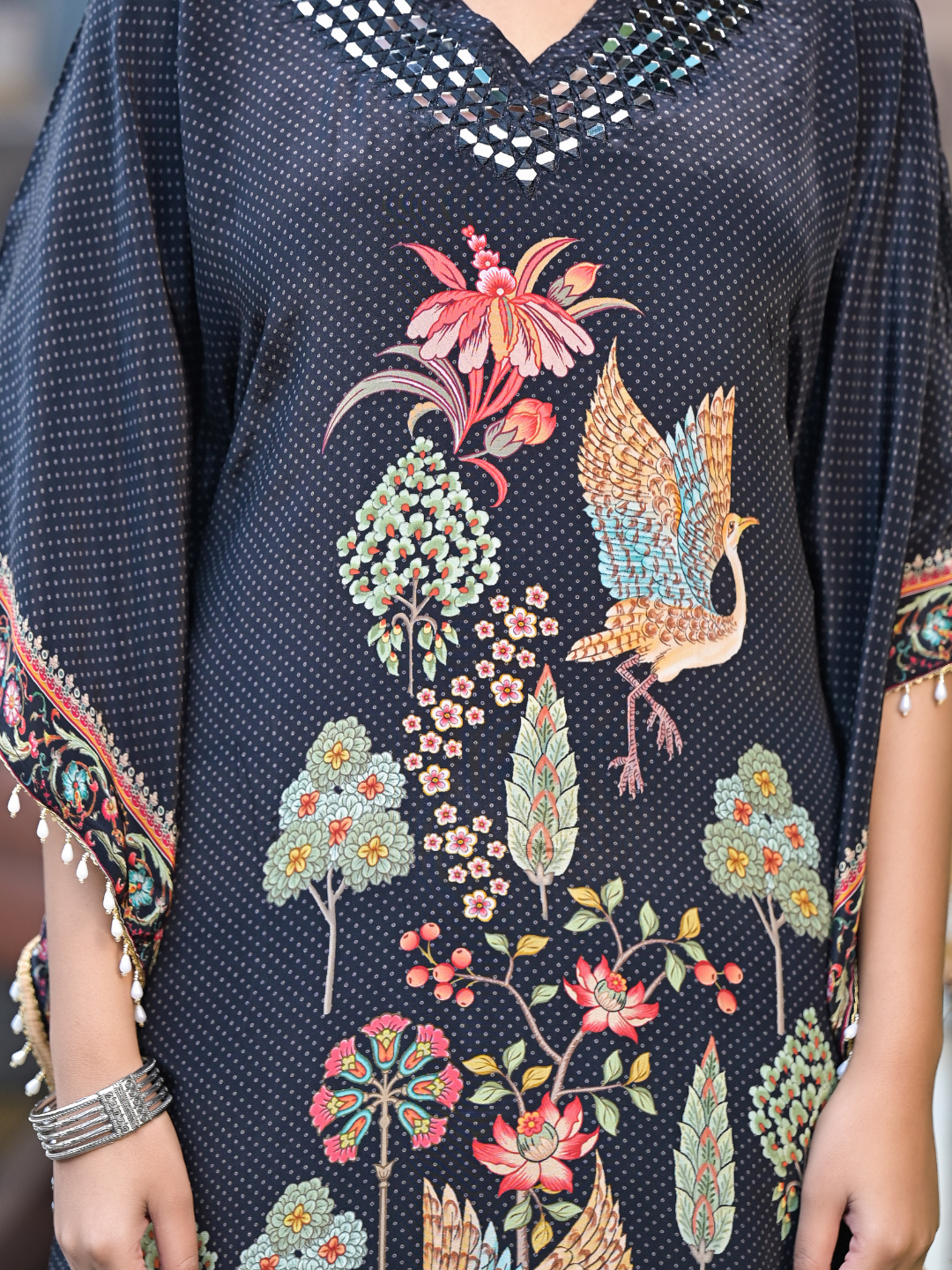 Black Printed Kaftan Set