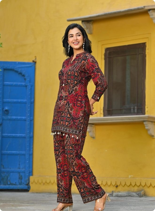 Red Printed Co-ord Set
