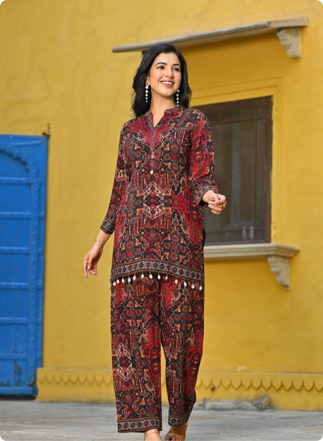 Red Printed Co-ord Set