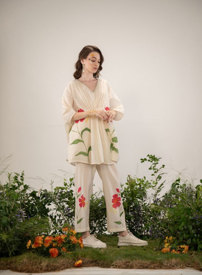 Elegant Floral Cream Co-Ord Set