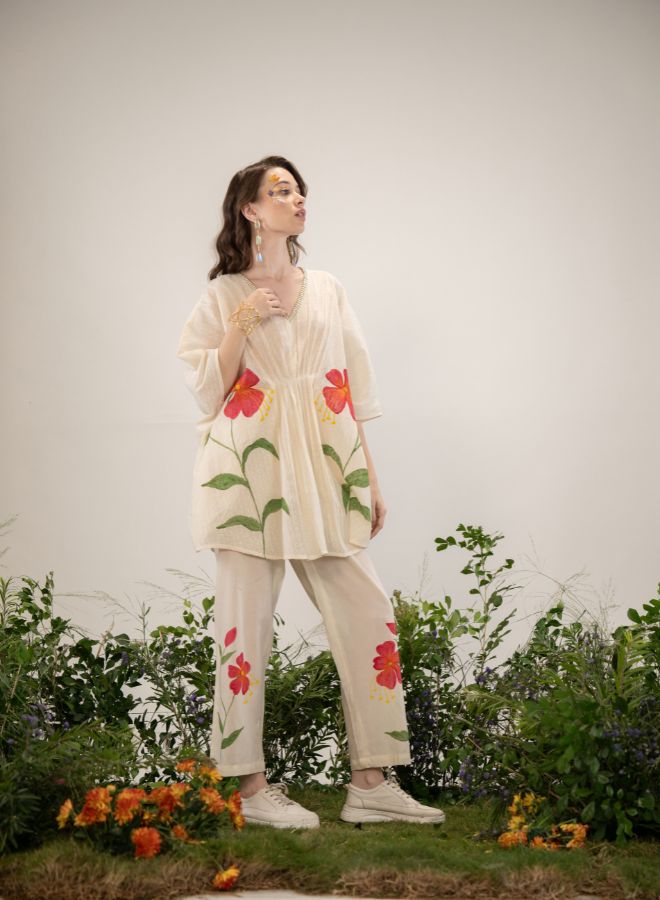 Elegant Floral Cream Co-Ord Set