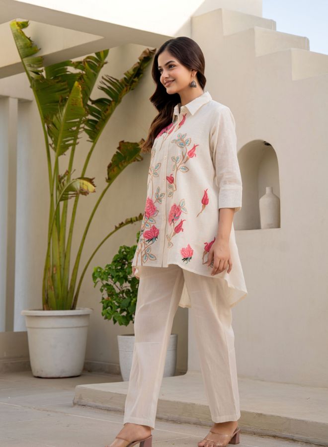 Elegant Cream Embroidered Co-ord set