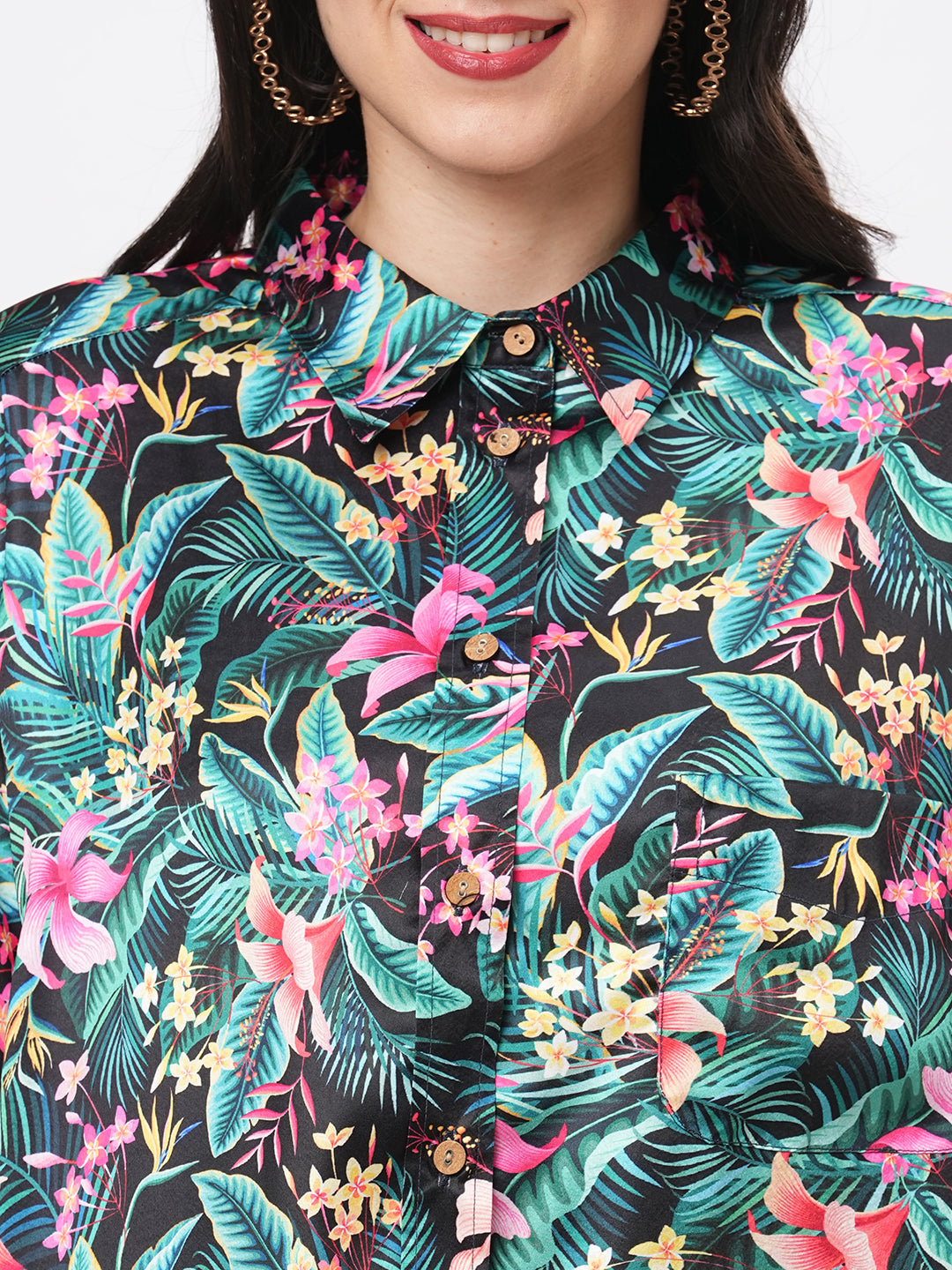 Loose Fit Shirt With Button Down Front In Resort Wear Print.
