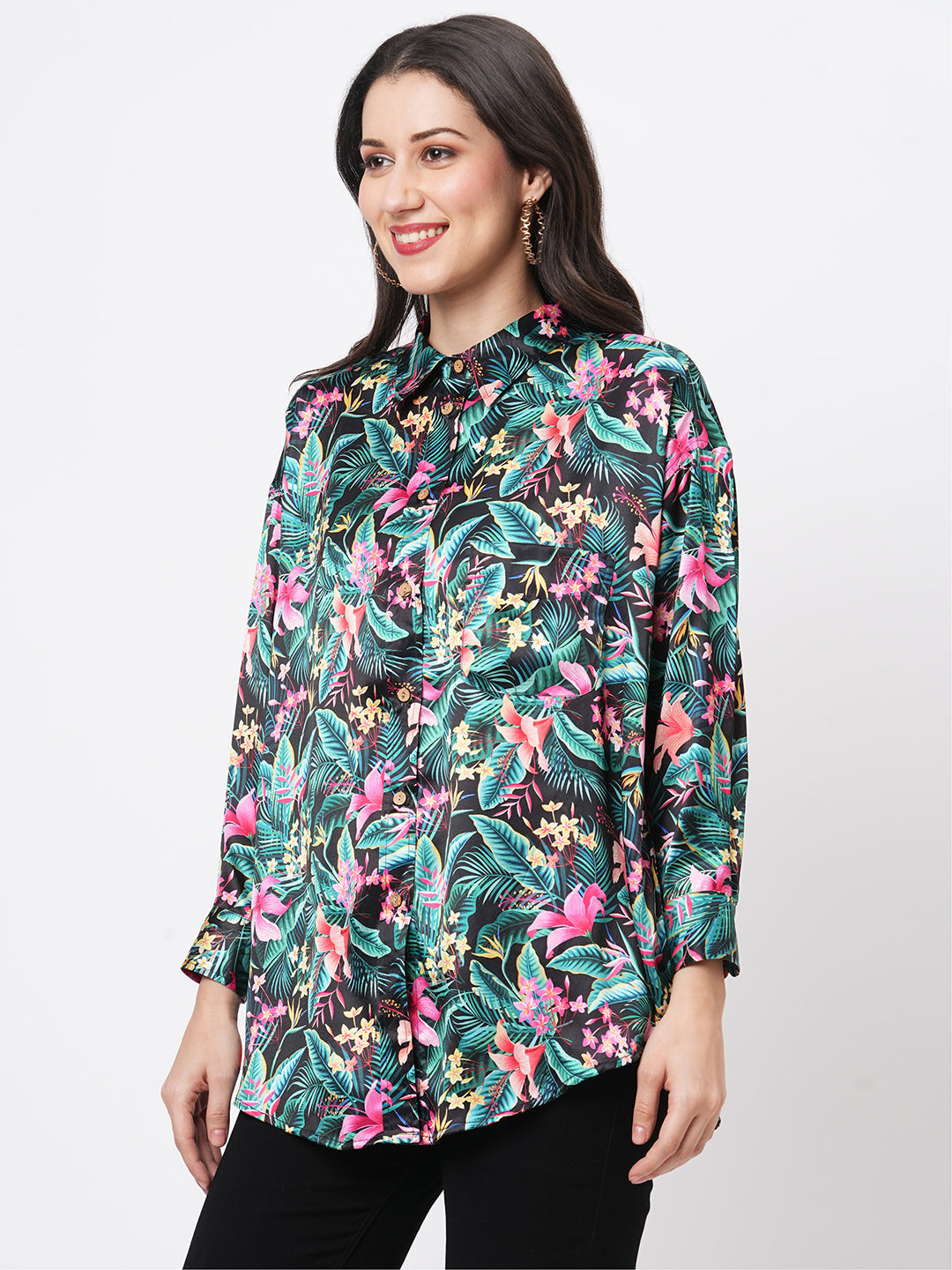 Loose Fit Shirt With Button Down Front In Resort Wear Print.