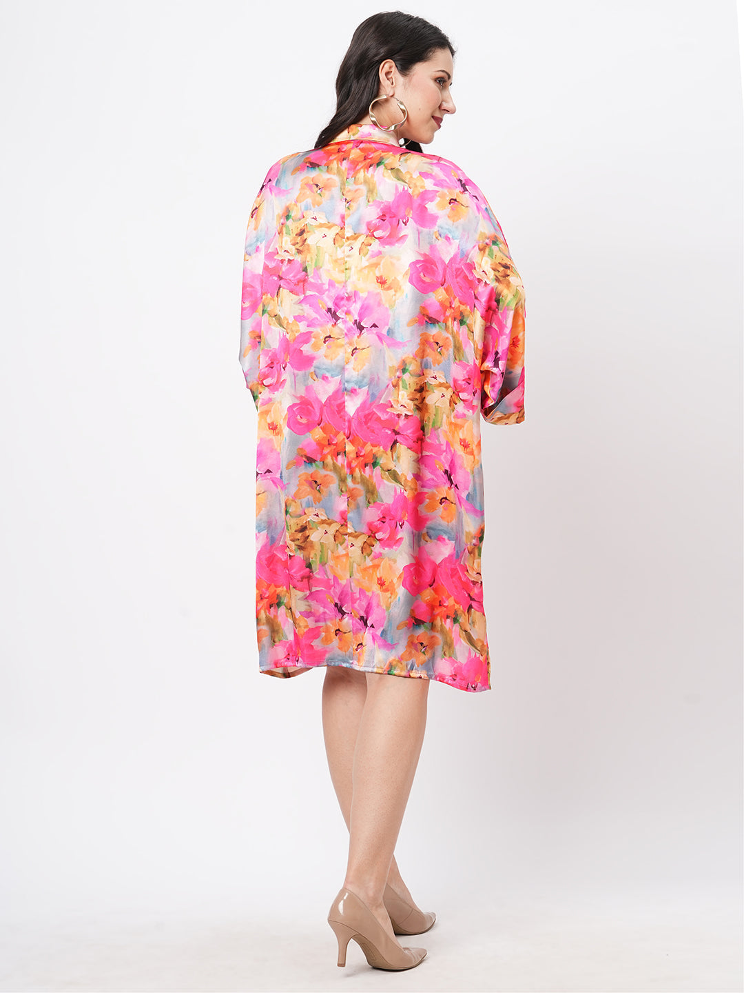 Featuring A Knee Lenth Freesize Kaftan Shirt Dress With Front Button Down Placket