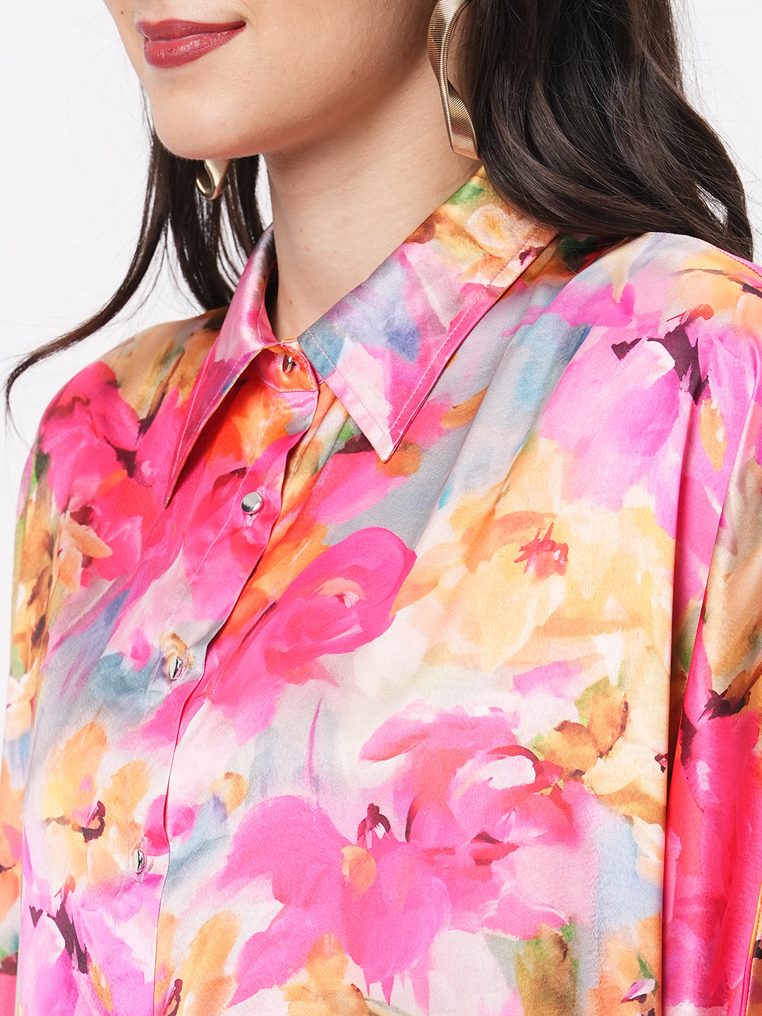 Featuring A Knee Lenth Freesize Kaftan Shirt Dress With Front Button Down Placket