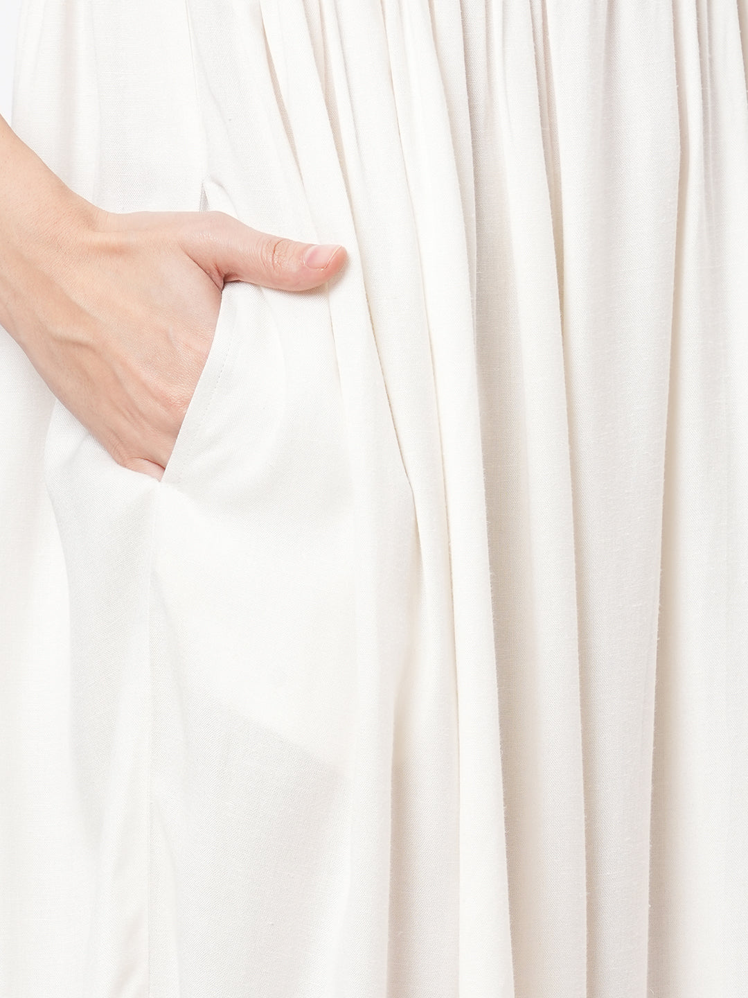 Featuring A Offwhite Boho Calf Length Airy Dress With Tassel And Embroidery