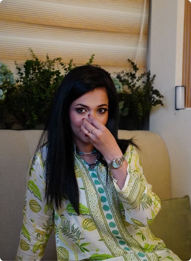 White and Green Printed Kurta Set