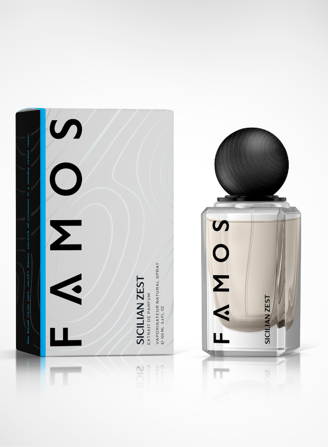 FAMOS SICILIAN ZEST Imagine standing on the sun-soaked cliffs of Sicily, the mediterranean breeze carrying the zesty whisper of ripe citruses
