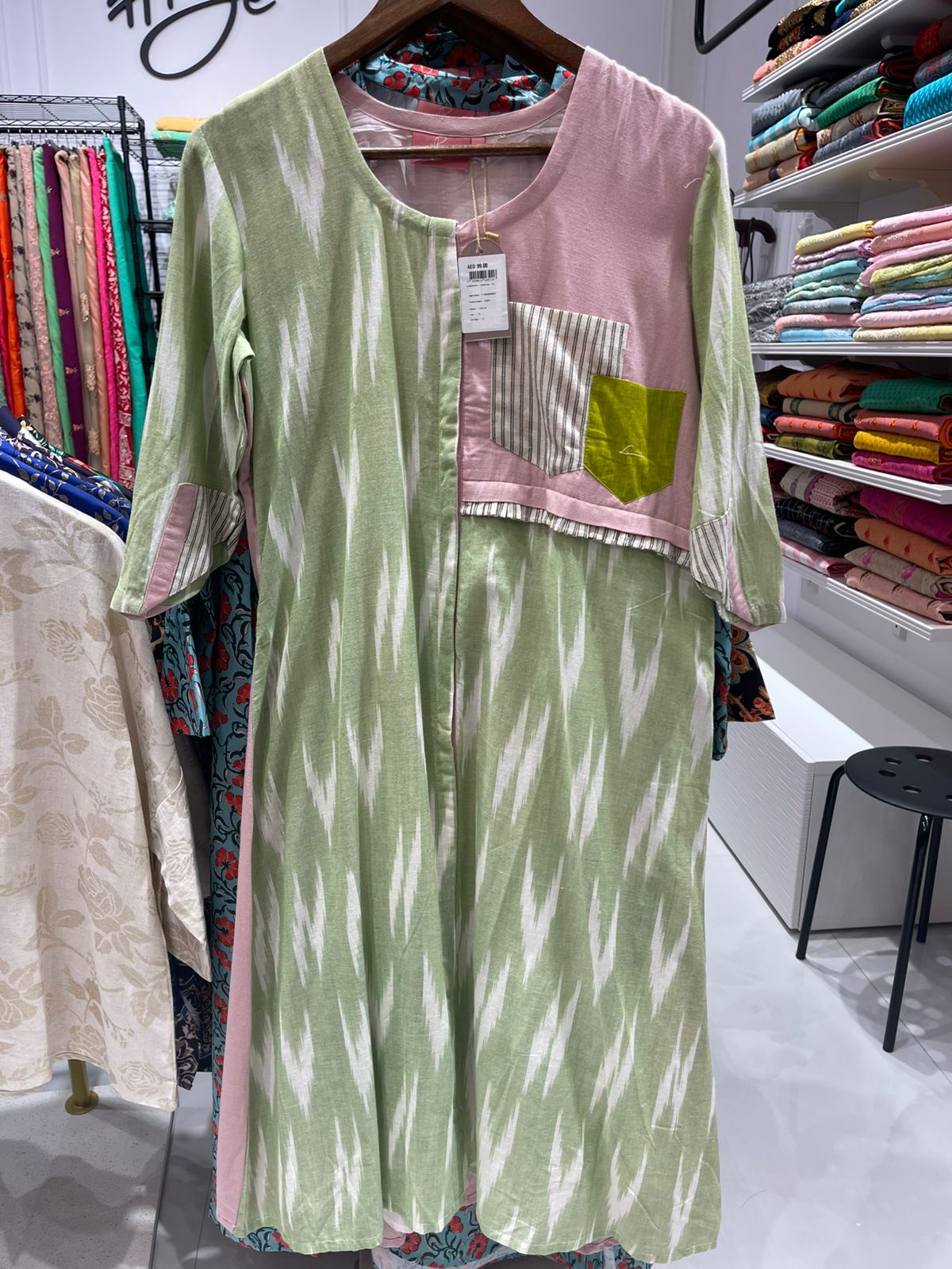 Green Cotton Printed Kurti