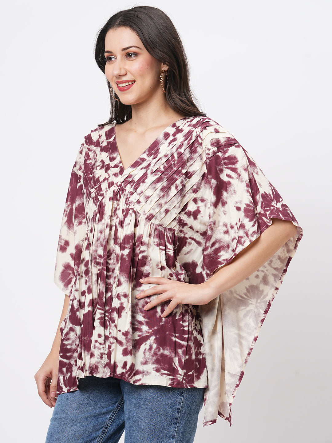 An Oversized Summer Kaftan Top In The Tie N Dye Print.