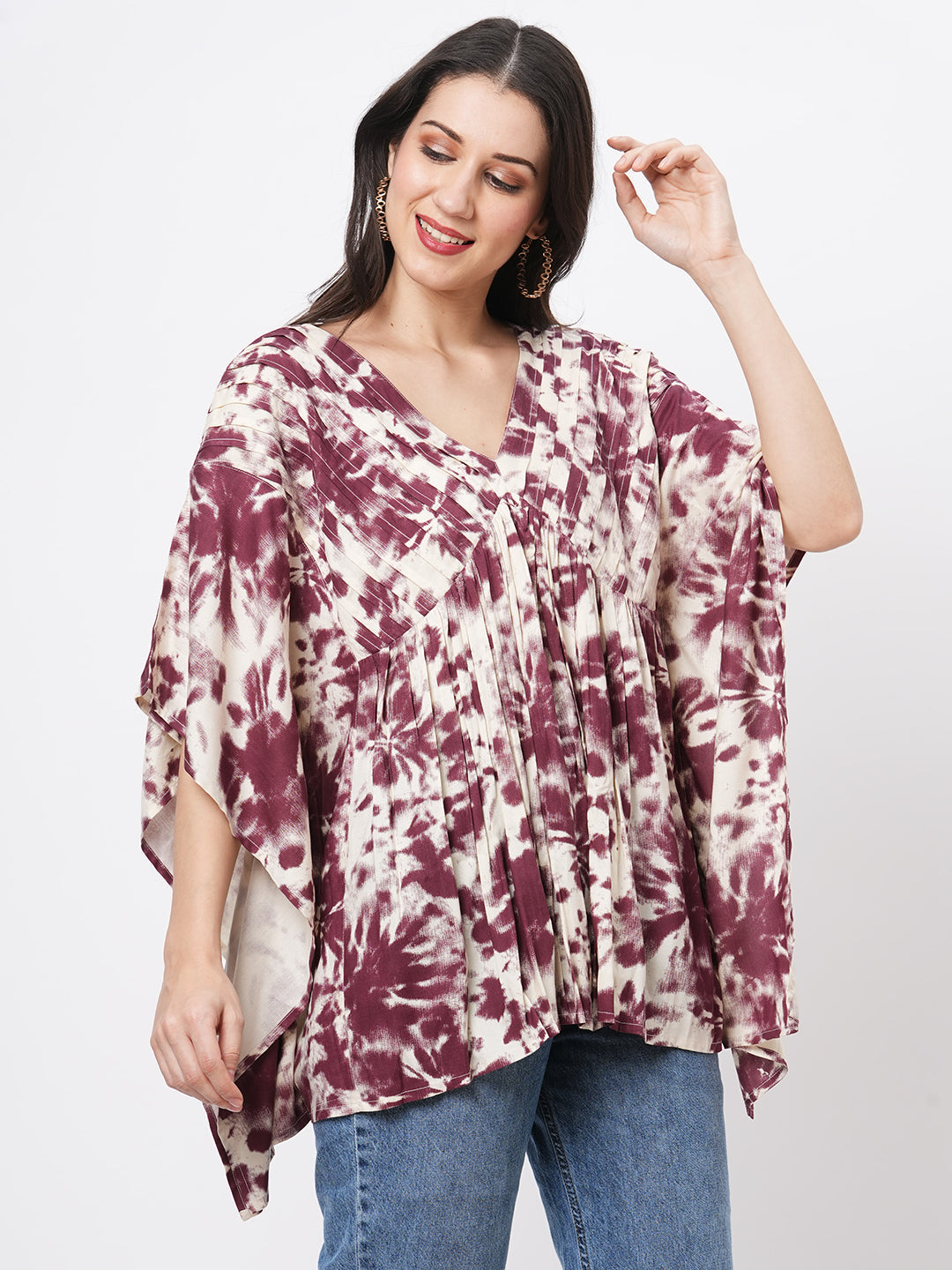 An Oversized Summer Kaftan Top In The Tie N Dye Print.
