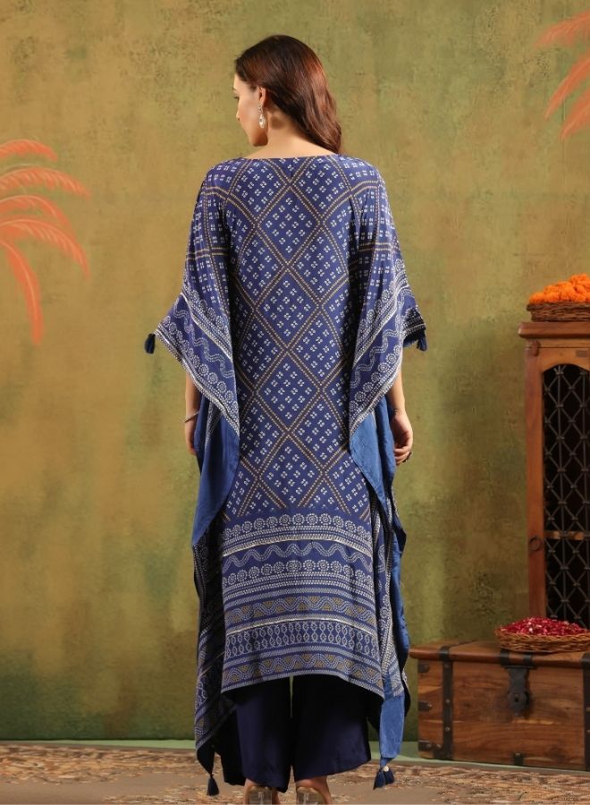 Elegant Blue Bandhani-Print Kurta Set