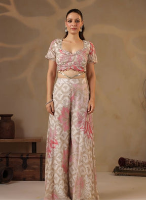 Elegant Cream Floral Co-ord Set