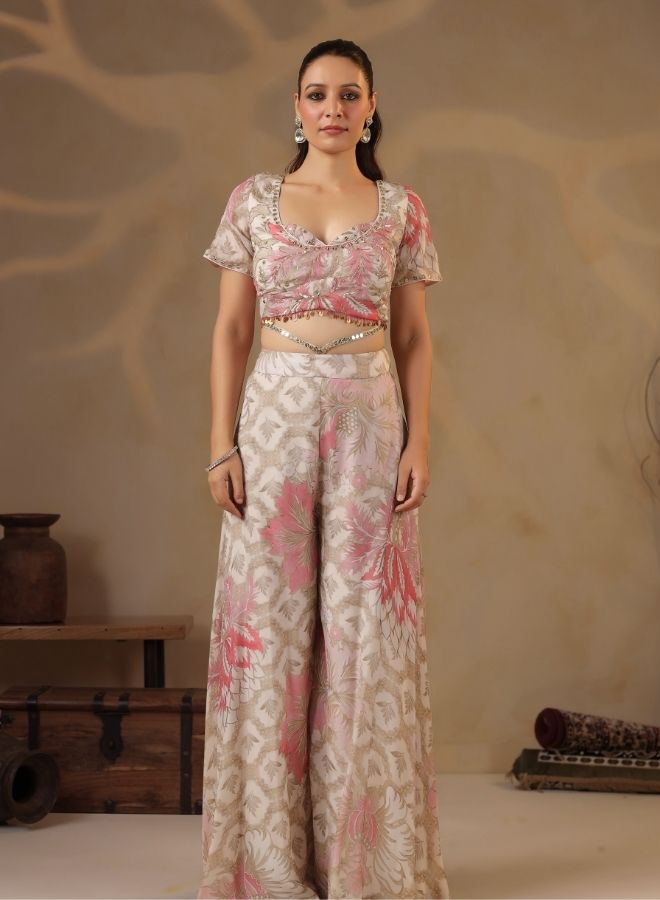 Elegant Cream Floral Co-ord Set