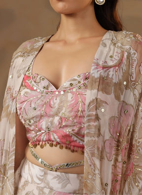 Elegant Cream Floral Co-ord Set