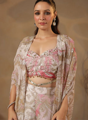 Elegant Cream Floral Co-ord Set