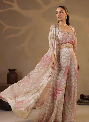 Elegant Cream Floral Co-ord Set