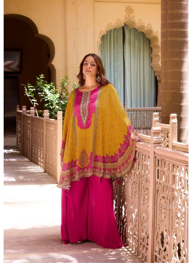 Vibrant Yellow & Pink Traditional Ensemble