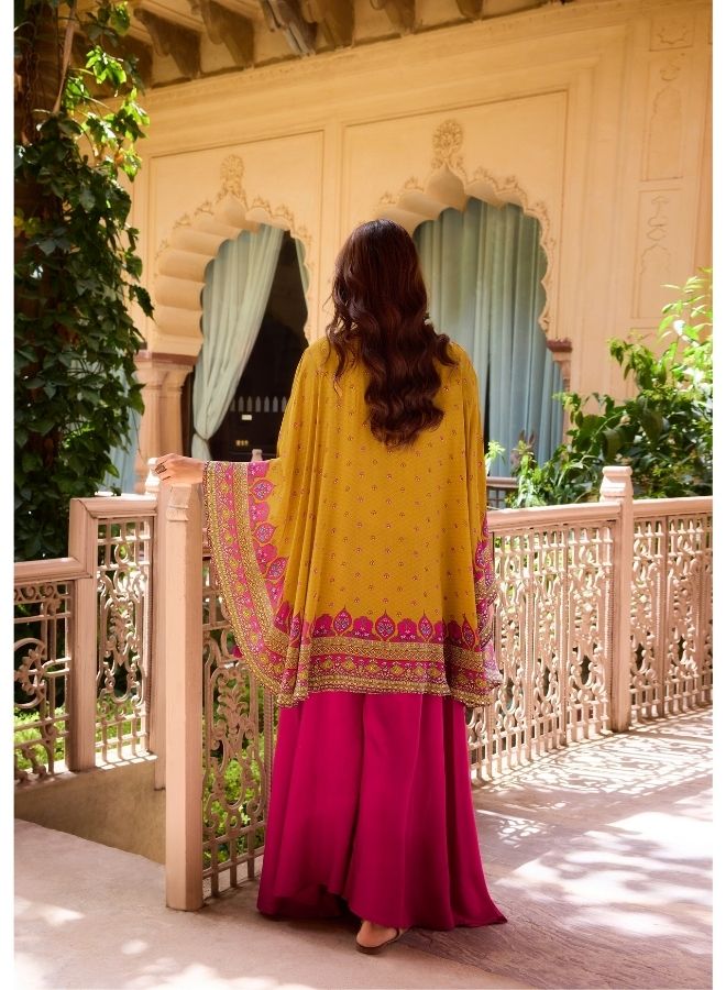 Vibrant Yellow & Pink Traditional Ensemble