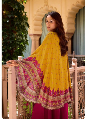 Vibrant Yellow & Pink Traditional Ensemble