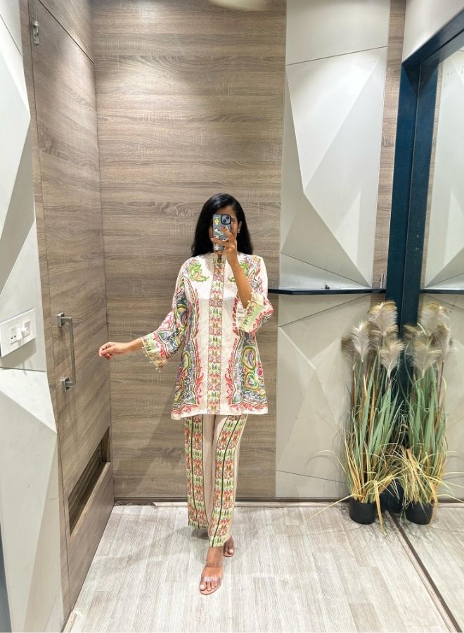 Chic Printed Cream Co-Ord Set