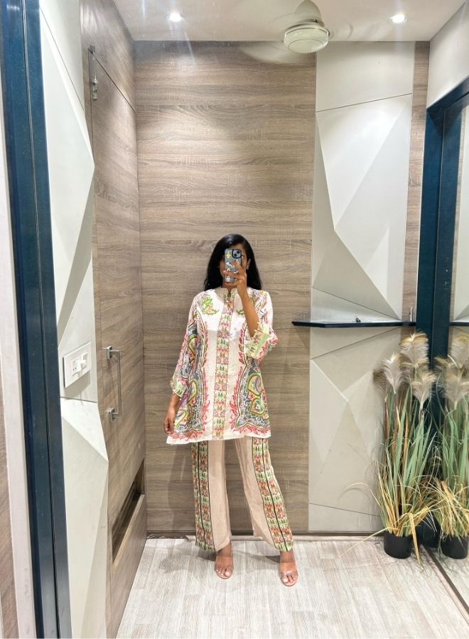 Chic Printed Cream Co-Ord Set