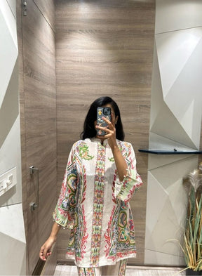 Chic Printed Cream Co-Ord Set