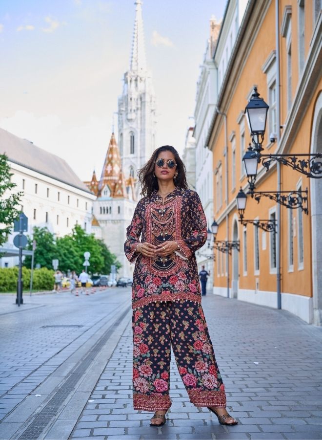 Elegant Black Floral Co-Ord Set