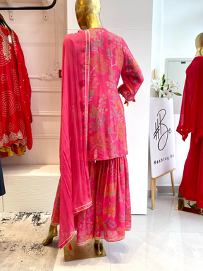 Pink Floral Pint Women Sharara Set