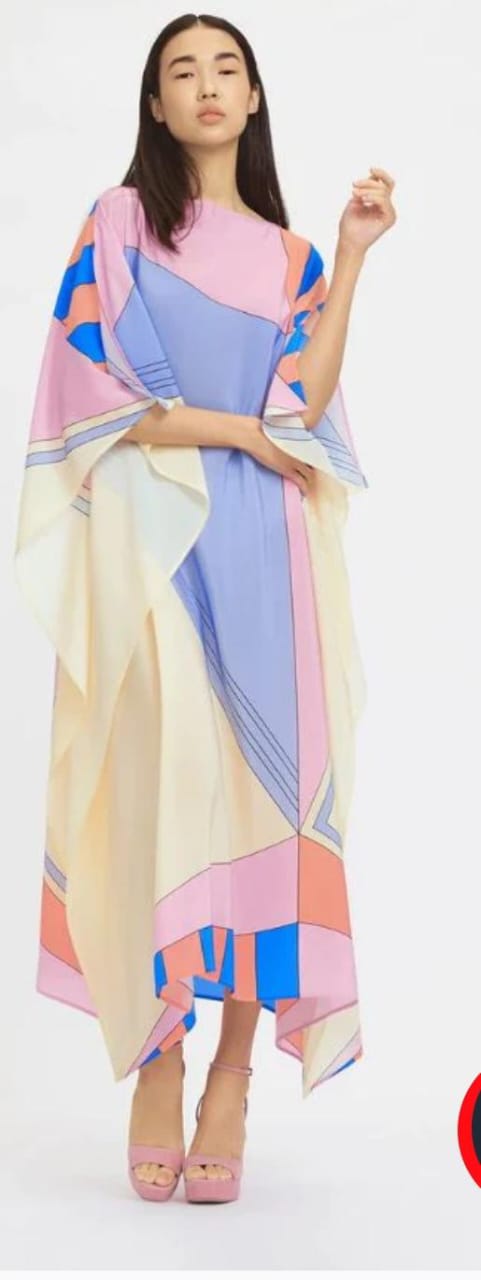 Pastel Geometric Print Kaftan Set