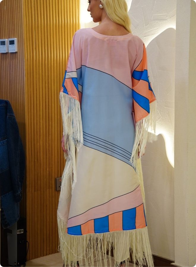 Pastel Geometric Print Kaftan Set