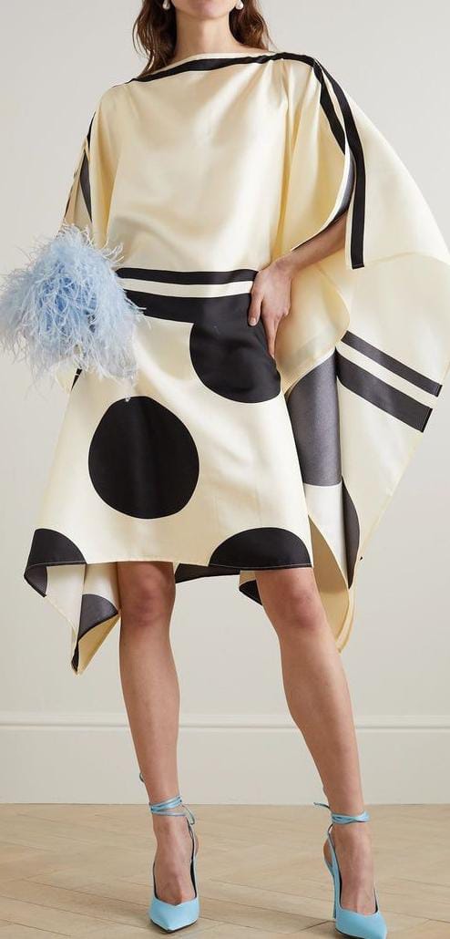 Ivory Polka Dot Asymmetric Kaftan Set