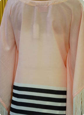 Pink Colorblock Kaftan Set with Striped Detail