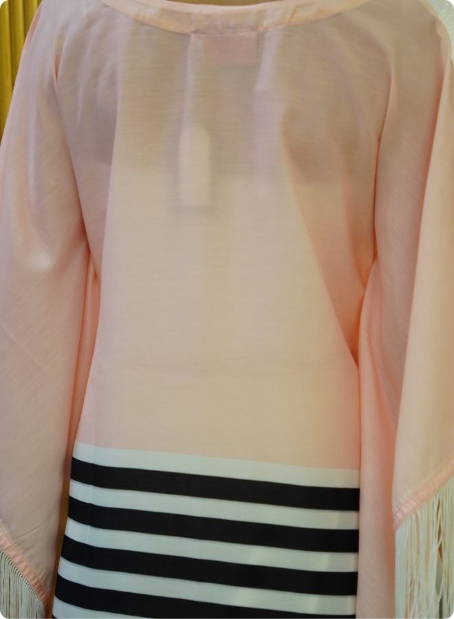 Pink Colorblock Kaftan Set with Striped Detail