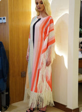 Pastel and Pink Striped Kaftan Set