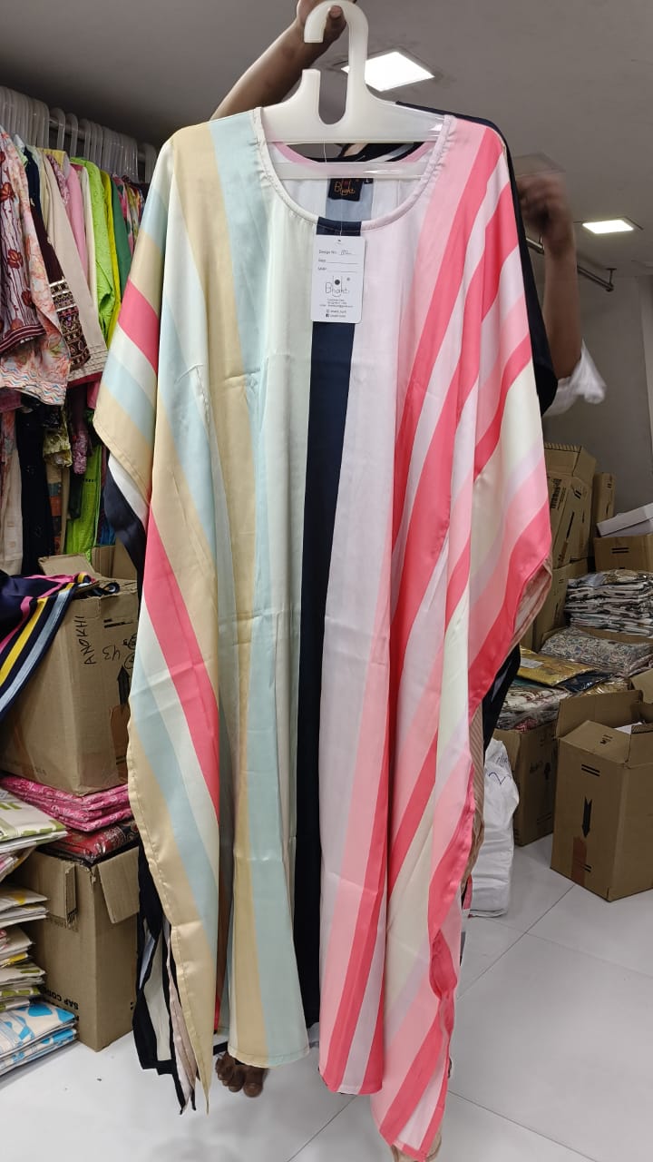 Pastel and Pink Striped Kaftan Set