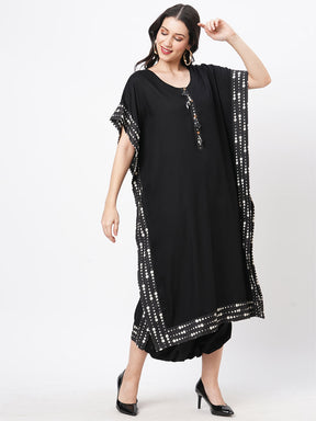 Featuring A Black Kaftan Set With Dhoti Pant