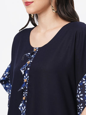 Featuring A Navy Kaftan Set With Dhoti Pant