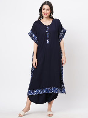 Featuring A Navy Kaftan Set With Dhoti Pant