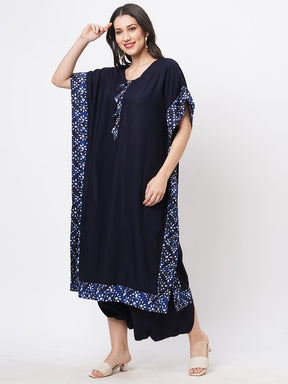 Featuring A Navy Kaftan Set With Dhoti Pant