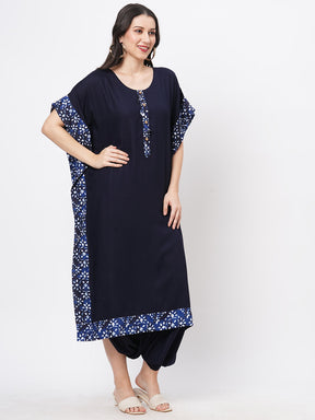 Featuring A Navy Kaftan Set With Dhoti Pant