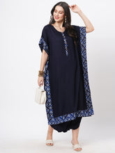 Featuring A Navy Kaftan Set With Dhoti Pant