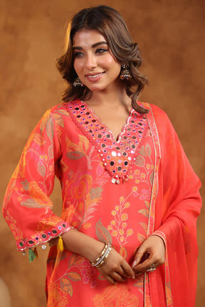 Peach Floral Pint Women Sharara Set