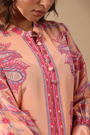 Peach Paisley Print Women Co-Ord Set