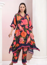 Navy Blue Floral Printed Co-Ord Set