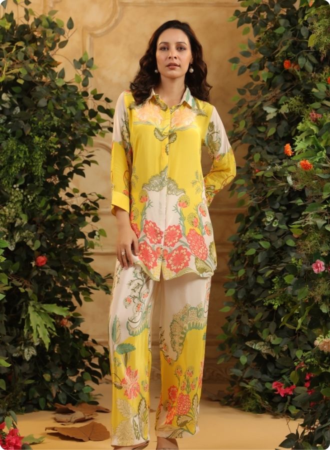 Yellow Floral Printed Co-ord Set