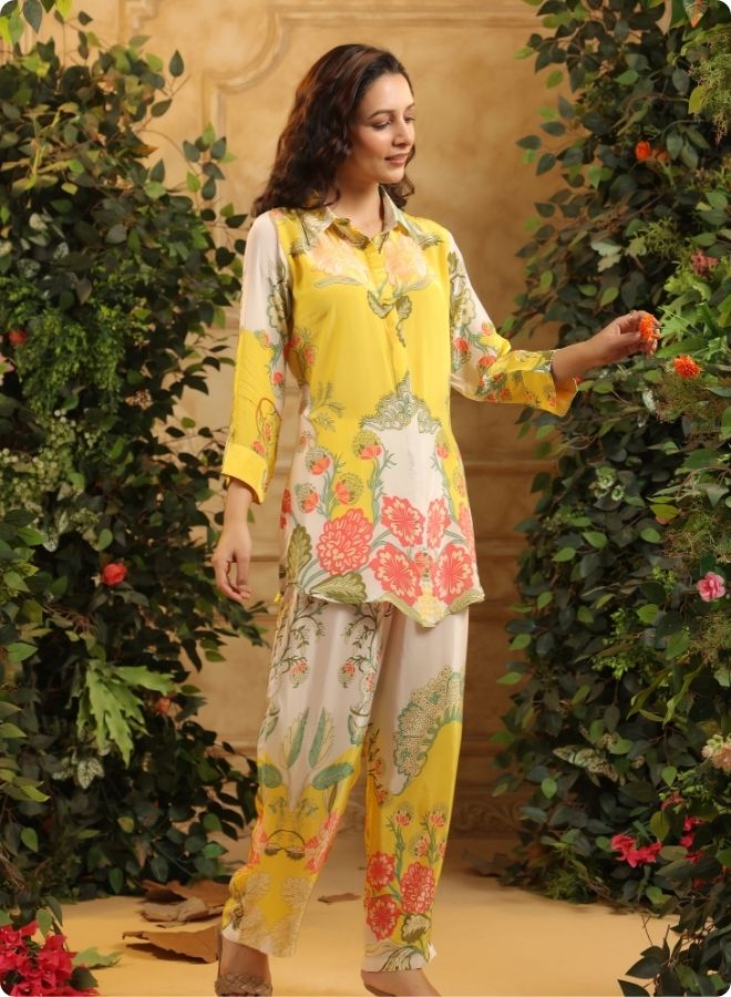 Yellow Floral Printed Co-ord Set