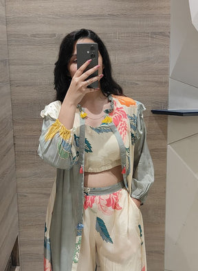 Grey & Cream Floral Co-Ord Set for Women